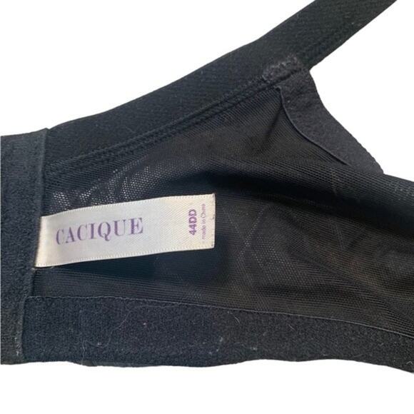 Cacique Lace Underwire Bra Tan Black Floral Sheer Size 44DD - Picture 6 of 7